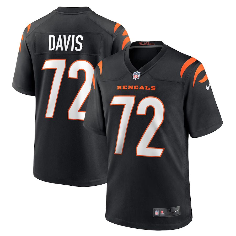 Men Cincinnati Bengals #72 Domenique Davis Nike Black Game Player NFL Jersey